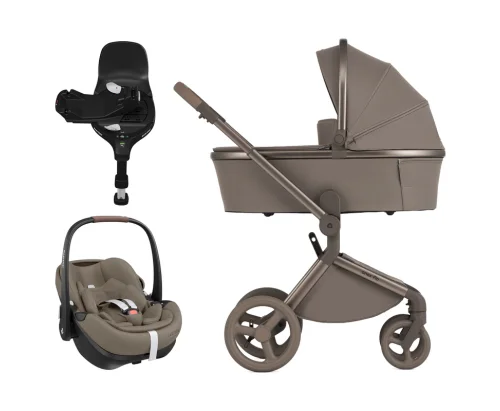 Anex Flo Yuki wózek 4w1 z fotelikiem Maxi-Cosi Pebble 360 Pro2 Twillic Truffle i bazą FamilyFix 360 Pro SlideTech®